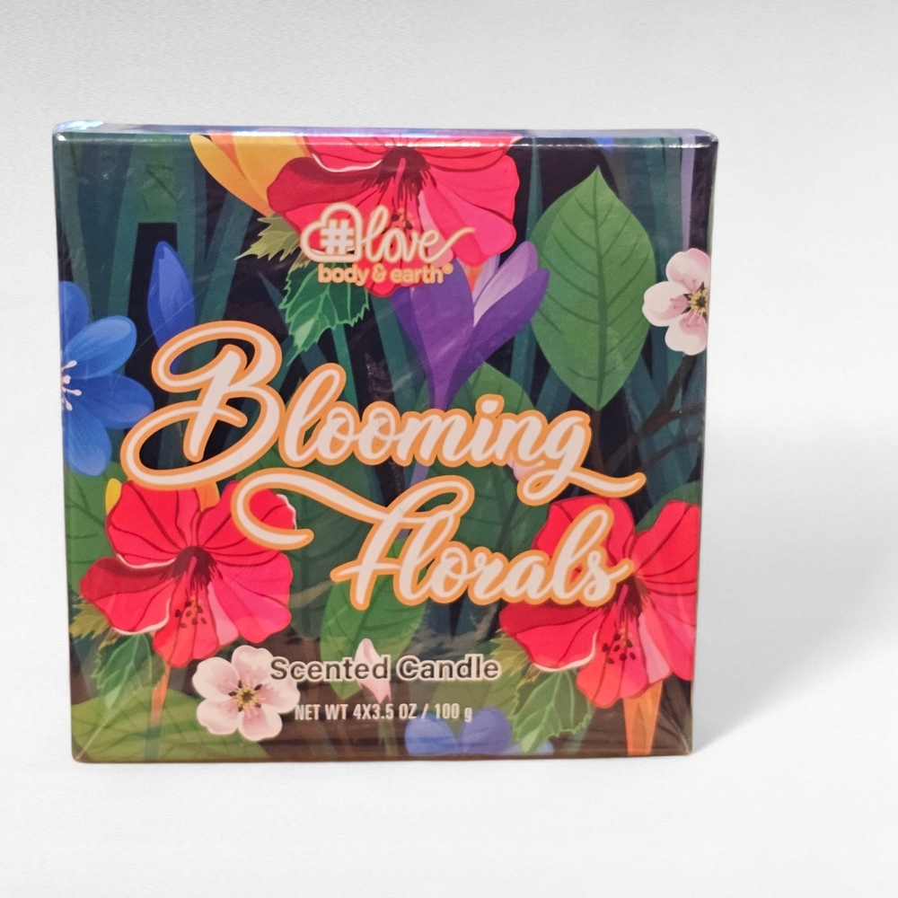Body & Earth #Love Blooming Florals Scented 4 Candle Gift Set Soy Wax
